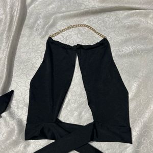 SHEIN  GOLD CHAIN HALTER TIE UP CROP TOP