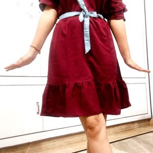 Maroon Dress M Size