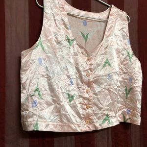 Pink Printed Sleeveless Top