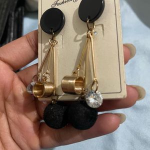 Gold Finish Black Earings