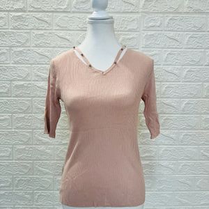 Casual Solid Women Pink Top