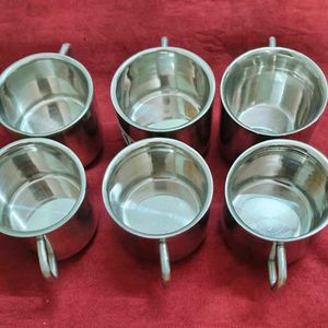 New Set of 6 Stainless Steel Tea cups