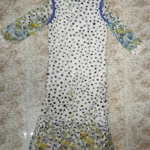 Collar Neck Blue And White Kurti