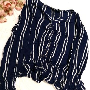 Navy Blue Striped Top