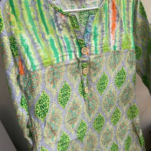 Branded Cotton Green Kurta - Medium Size