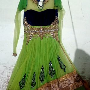 New Latest Light Green Neck Design Gowns Frock