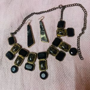 Black Party Wear Necklace with Earrings