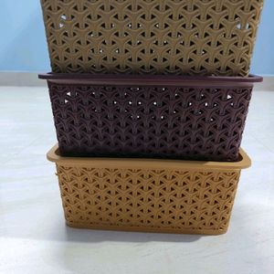 Pack Of 3 Multipurpose Storage Basket With Lid..