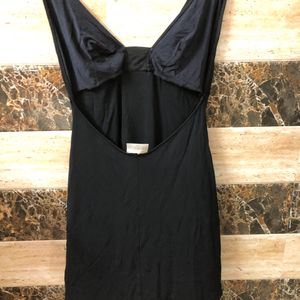 black polyester dress