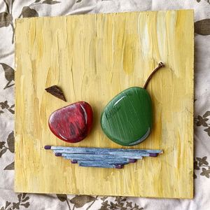 Pebble Art- Basket Of Fruits