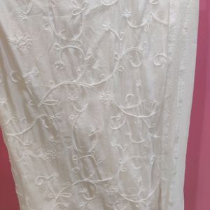 White Embroidery Chiffon Dupatta