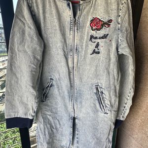 Denim Jacket With Zip At Front