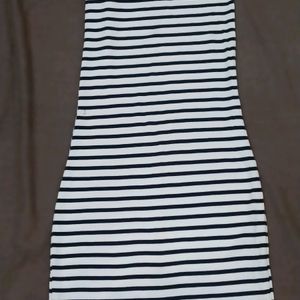 Black Strip A Line Dress