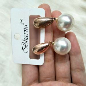 Golden Pearl Drop Earrings