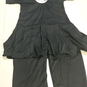 Black Swimsuit With Sleeves N Shorts
