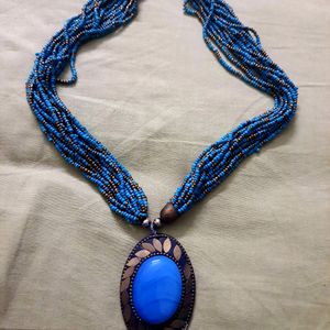 Blue Beads Long Necklace