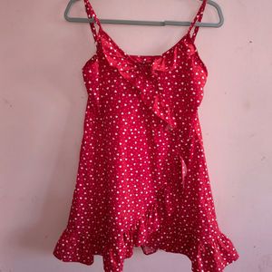 Heart Shaped Ruffled Mini Cami Dress