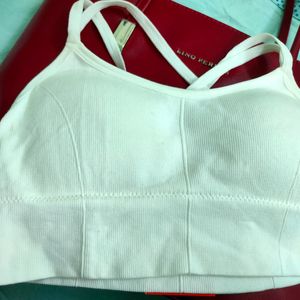 Branded White Criss Cross Bralette