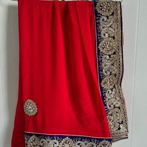 Heavy Boder Saree With Ready Blouse