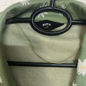 Green With Floral Designs Top front Button