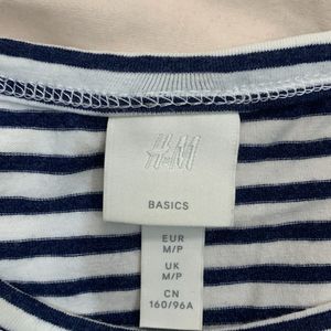 H&M Basics - White And Blue Striped Tee