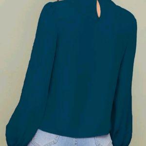 High Neck Top With Bell Full Sleeves