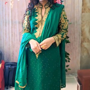 Designer Fullywork Suit Set Beautiful Green Colour