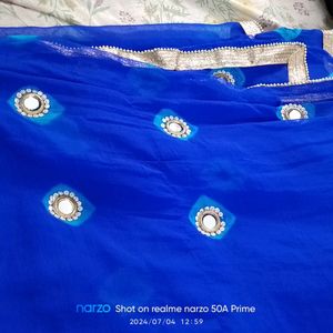 Jaipuri Saree With Blouse Royal Blue