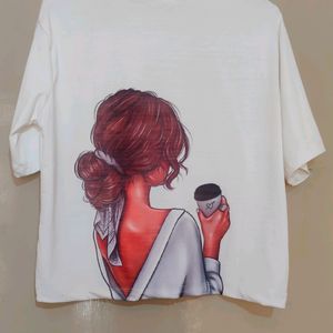 White Printed Tee Shirt - Women