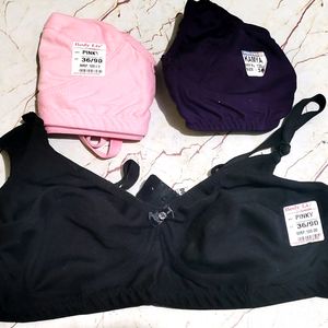 3 Pieces Cotton Bra For Girls And Women