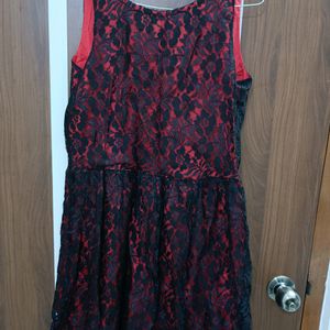 Red And Black Flared Dress