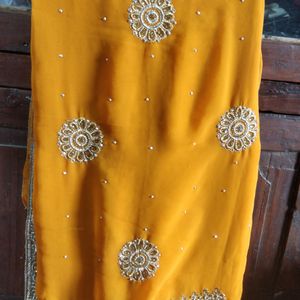 Yellow Dimond Saree With Blouse