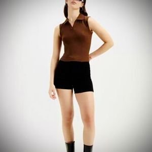 Trendy Brown Fashion Collar Top For Woman's