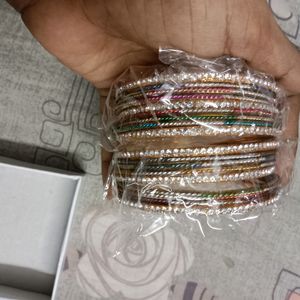 Multicolored Metal Bangles Set