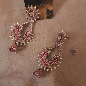 Traditional Earrings Maroon