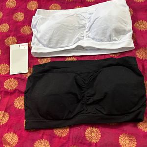 Urbanic White And Black Strapless Bra