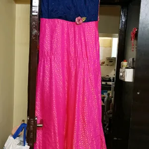 Ethinic Gown In Blue 💙 & Rani Pink