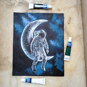 Astronaut Moon Painting