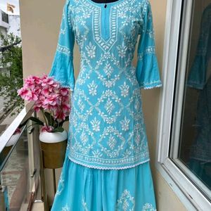 Chickenkari Kurta With Garara Set