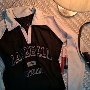 Baseball Collar Crop Top.