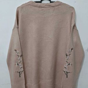 Flower Detailing In Sleeves Sweater