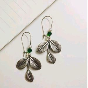 Oxidised Little Leaf Earrings