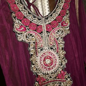 Beautiful Embroidered Anarkali Suit With Bottom And Dupatta