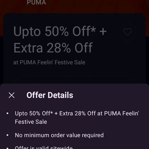 Puma 78% Off no minimum Order Amount Required