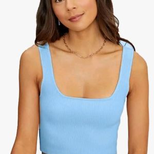 Blue Crop Tank Top