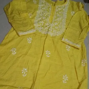 Yellow Chikankari Kurti