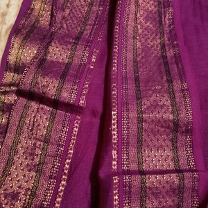 Golden zari border saree