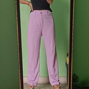 Lavender Color Straight Fit Trouser