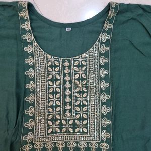 green colour kurti with gold work