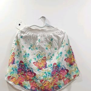 Butterfly Print Multi Colour Assymetric Skirt